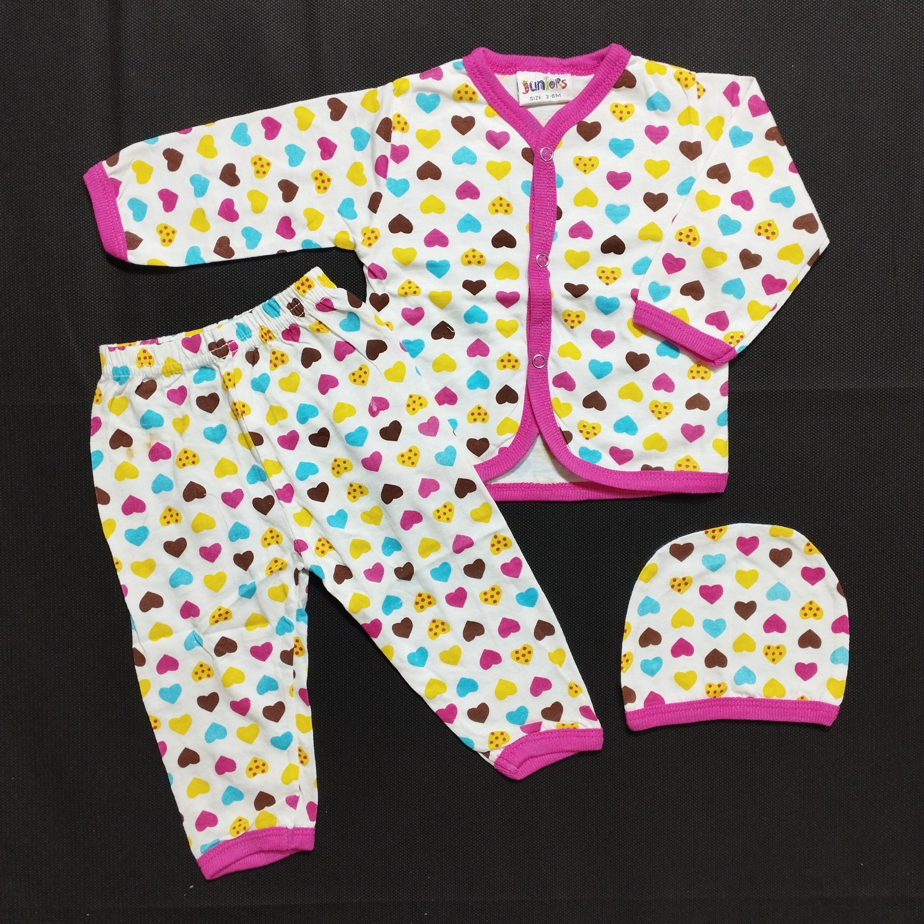 SB - Night Suit with Cap - Hearts