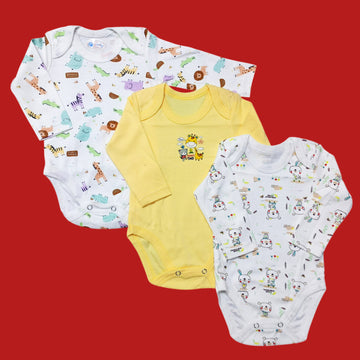 Pack of 3 Long Sleeve Bodysuits - Yellow