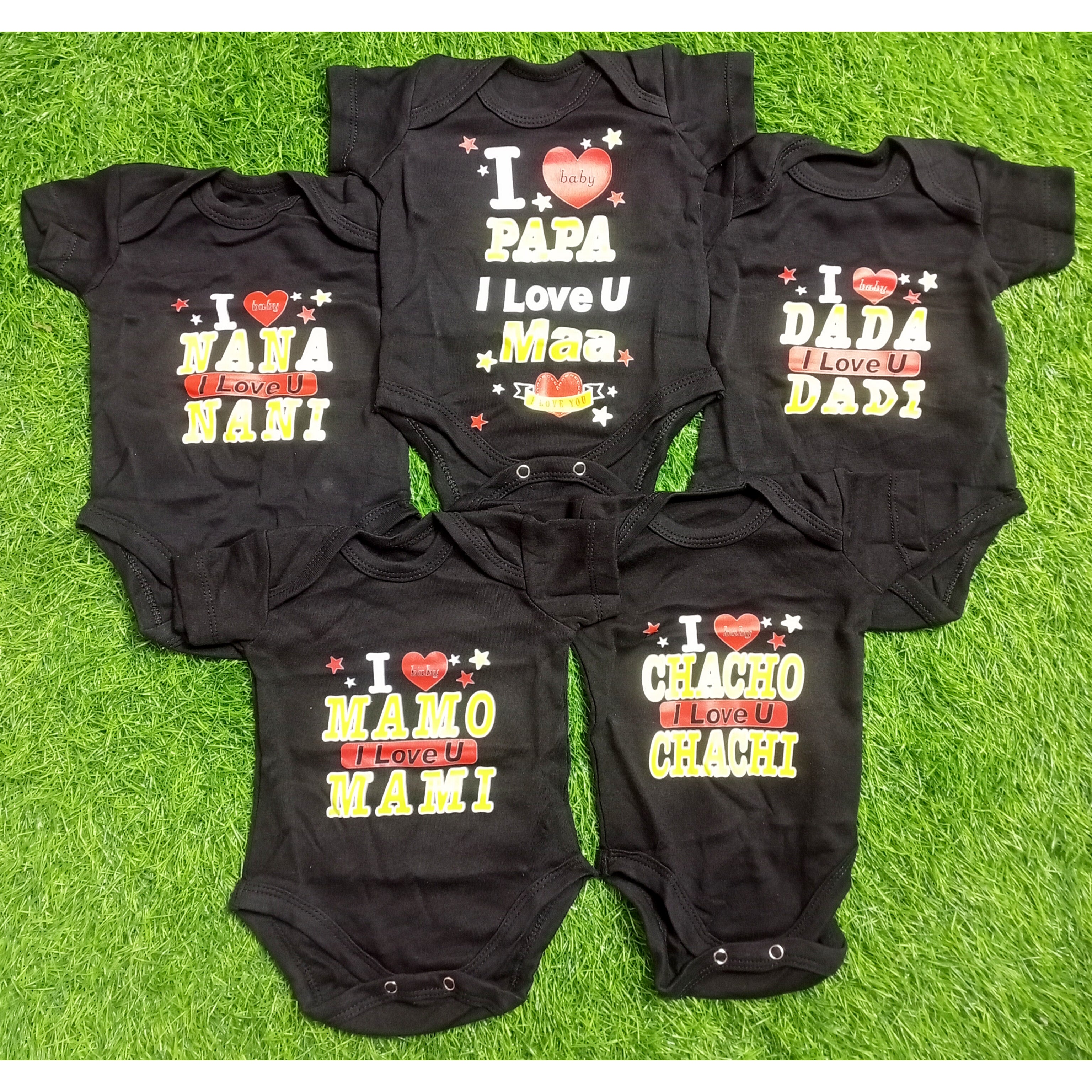 Pack of 5 Bodysuits - Black - Love Family