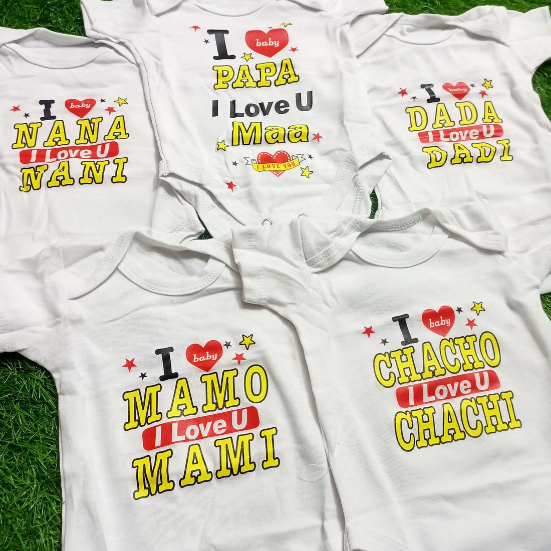 Pack of 5 Bodysuits - White - Love Family