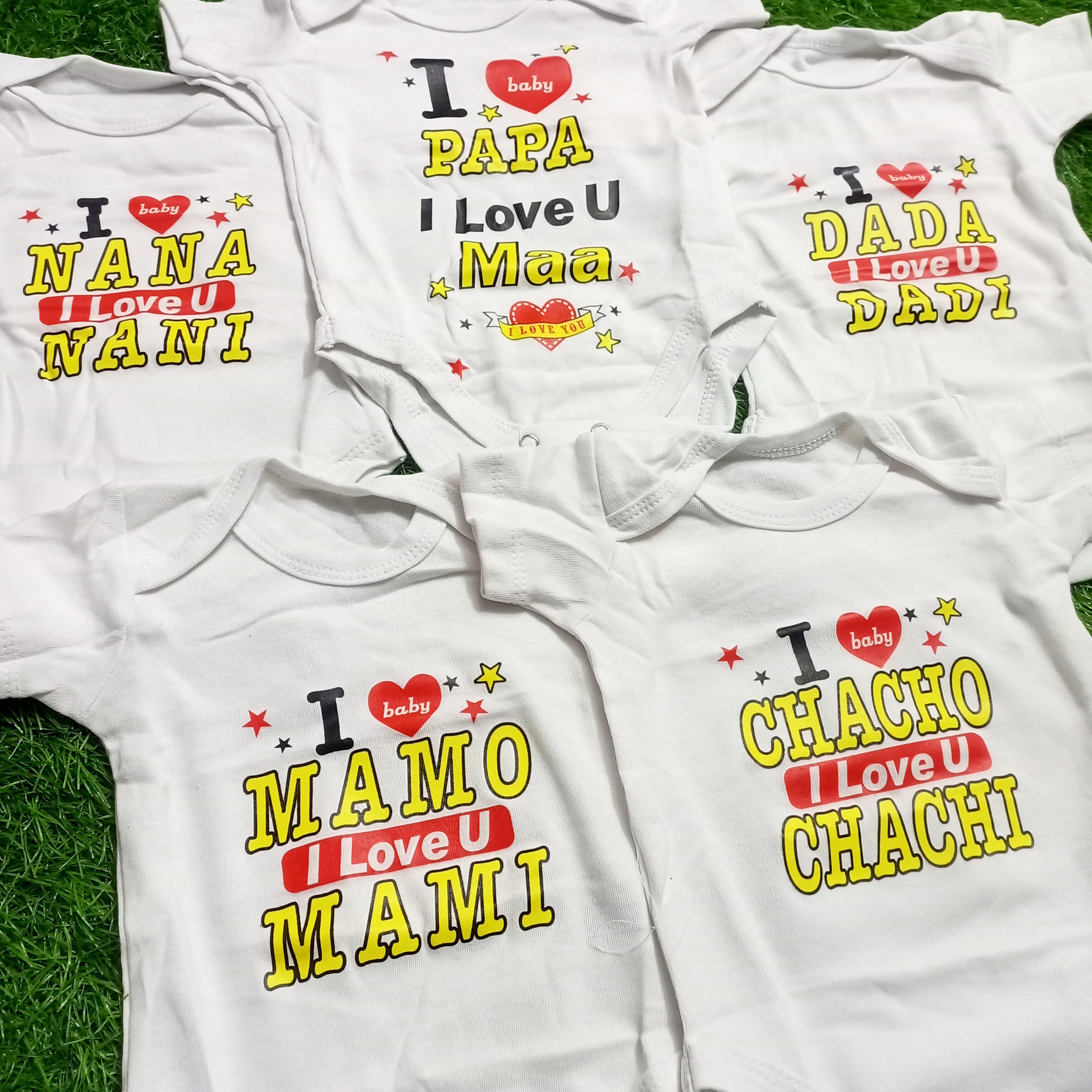 Pack of 5 Bodysuits - White - Love Family