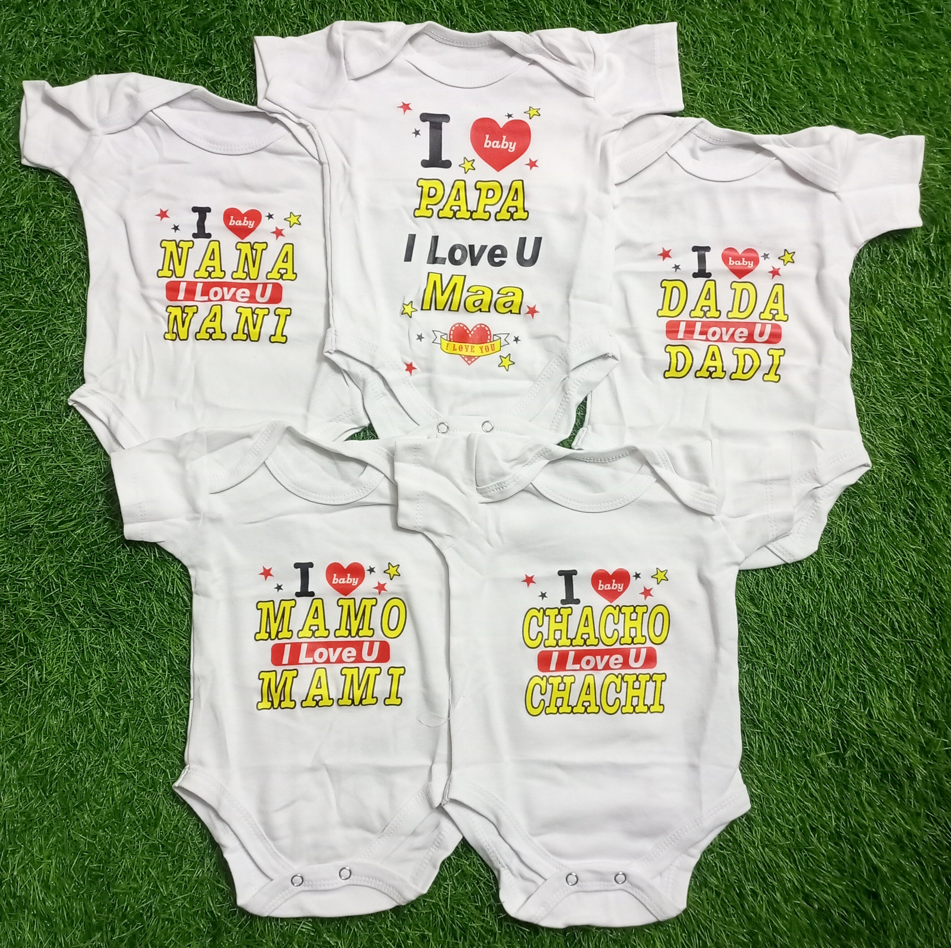 Pack of 5 Bodysuits - White - Love Family