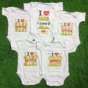 Pack of 5 Bodysuits - White - Love Family