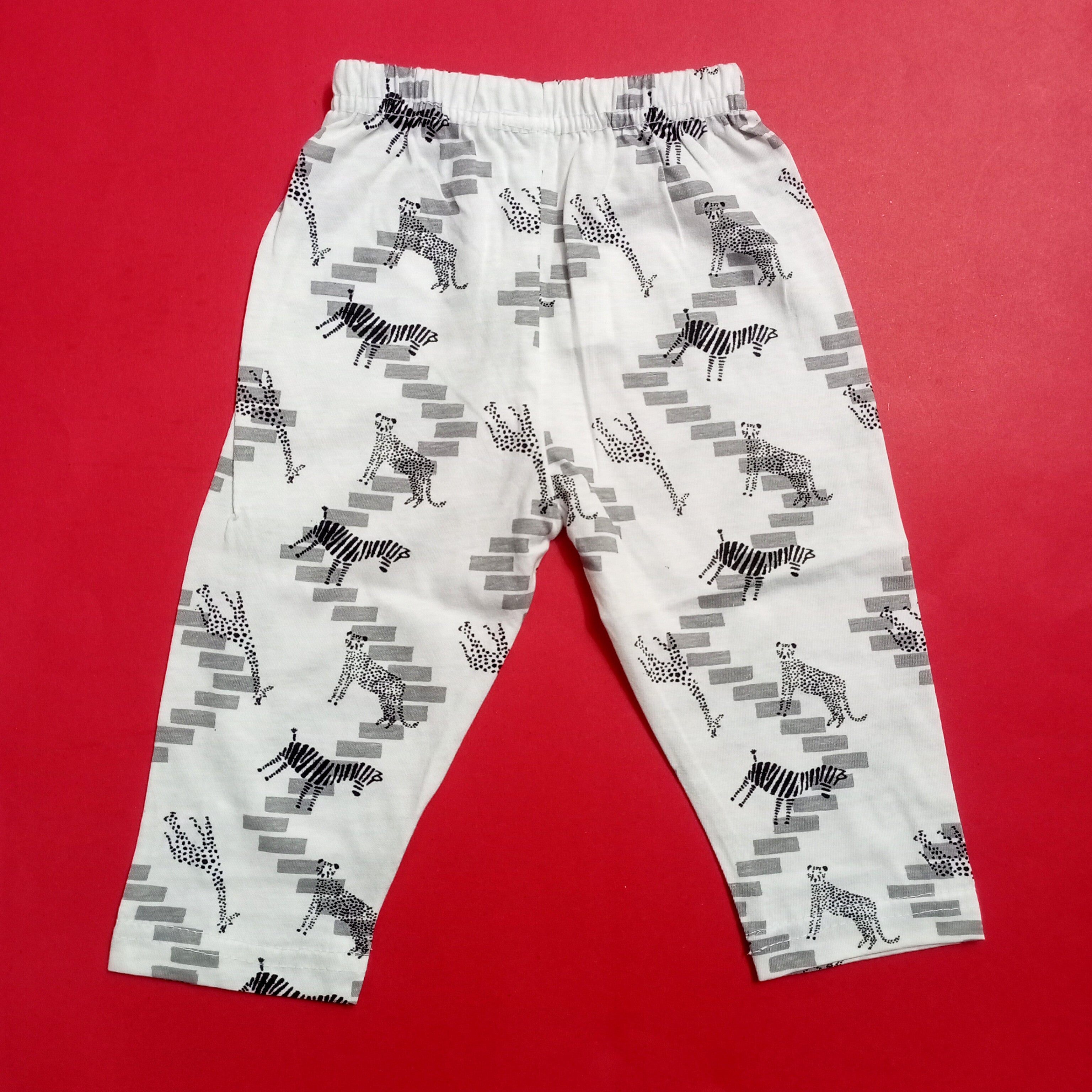 Summer Night Suit - Design 25 - White Animals