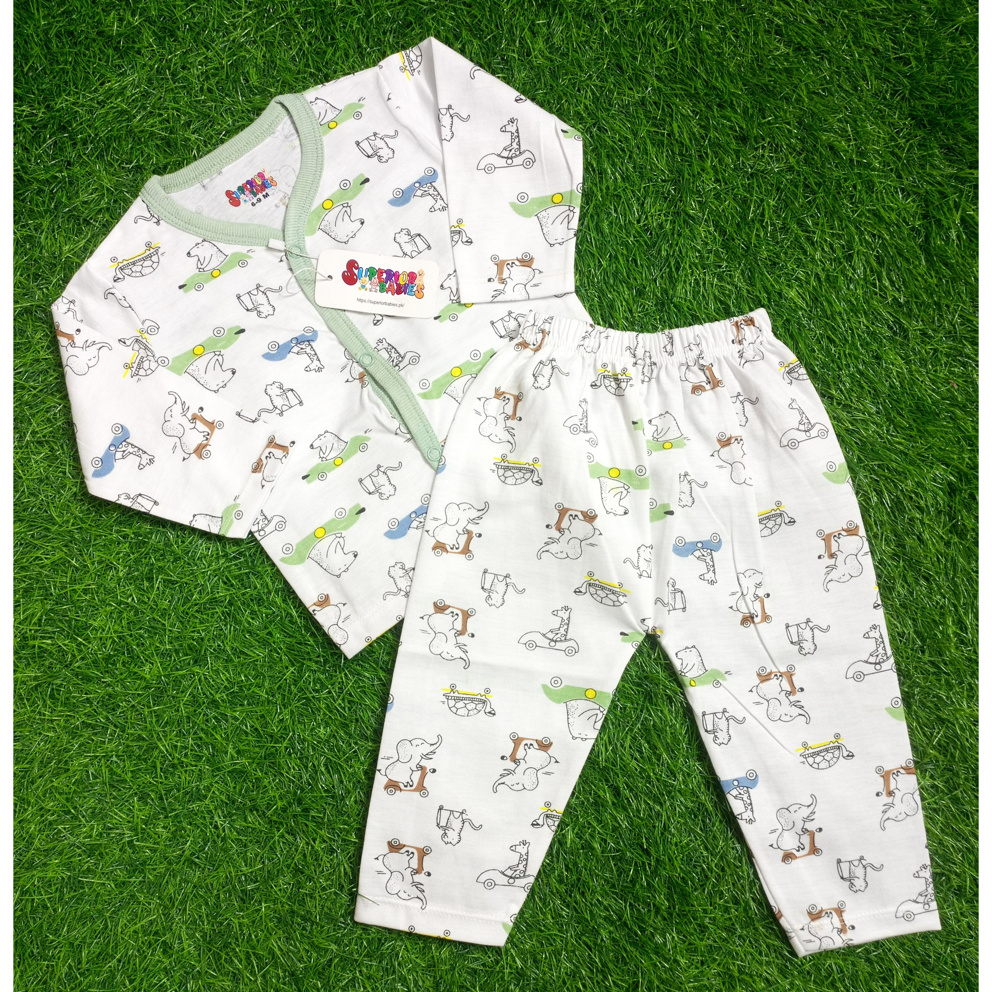 Summer Night Suit - 25 - Green Cartoon