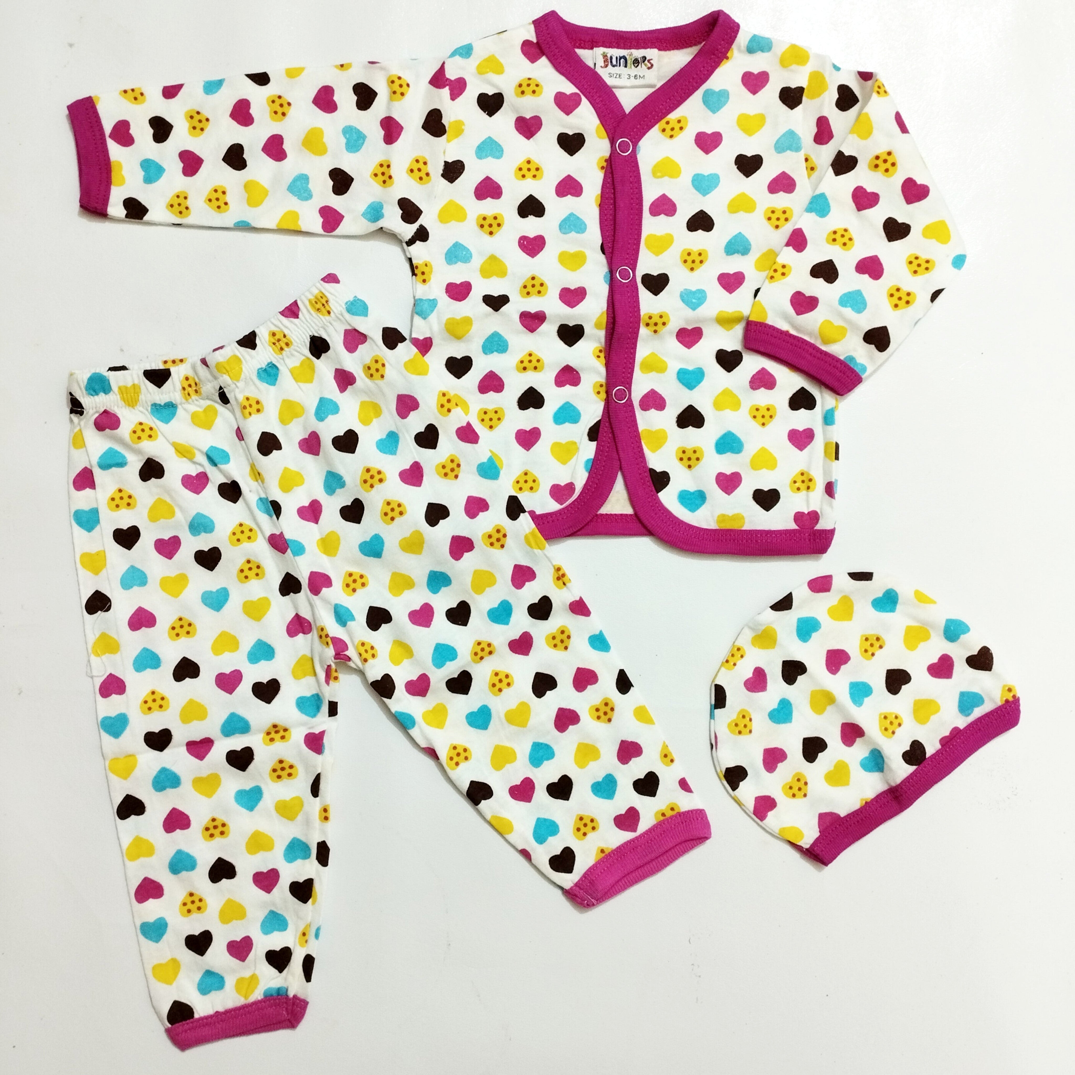 SB - Night Suit with Cap - Hearts