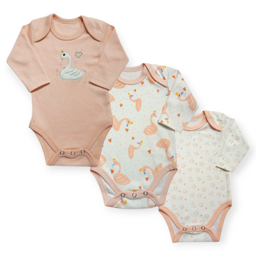 Pack of 3 Long Sleeve Bodysuits - Duck