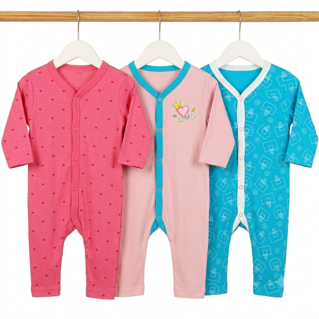 Pack of 3 Baby Rompers - 26 - Design 1