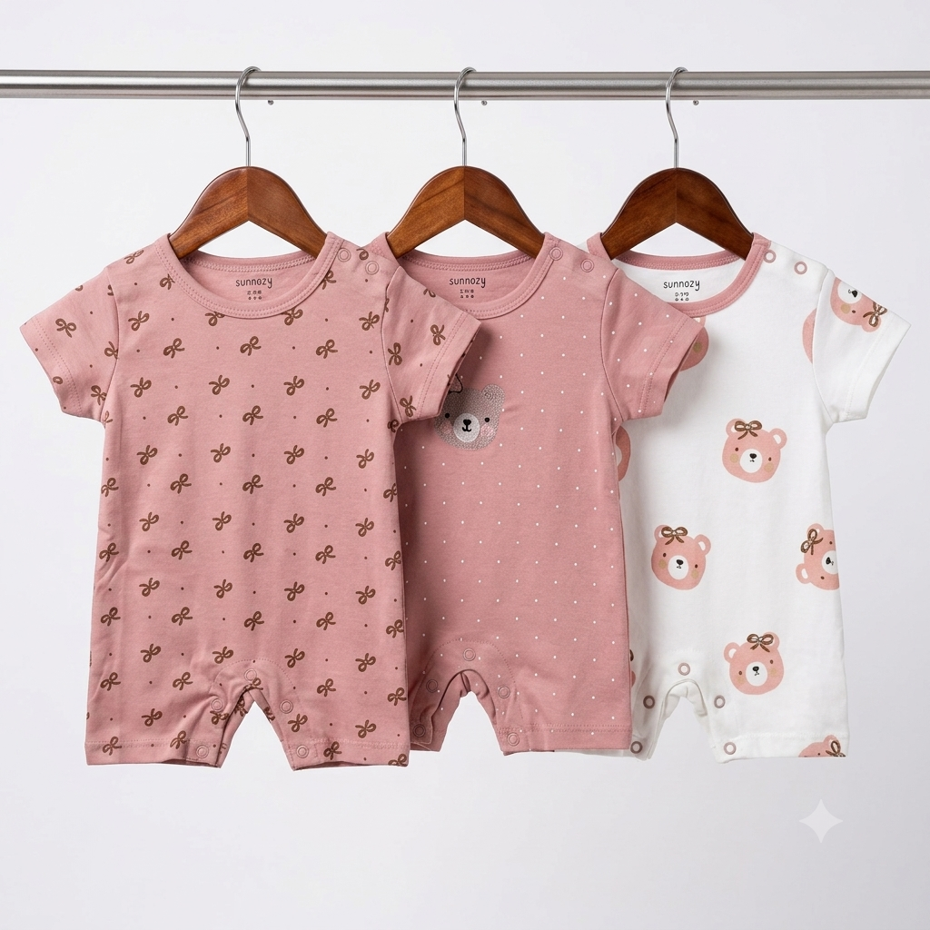 Short Leg Rompers - Pink - Bear & Bow
