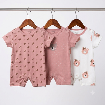 Short Leg Rompers - Pink - Bear & Bow