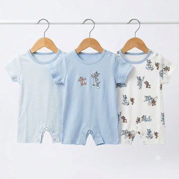 Short Leg Rompers - Blue - Tom & Jerry