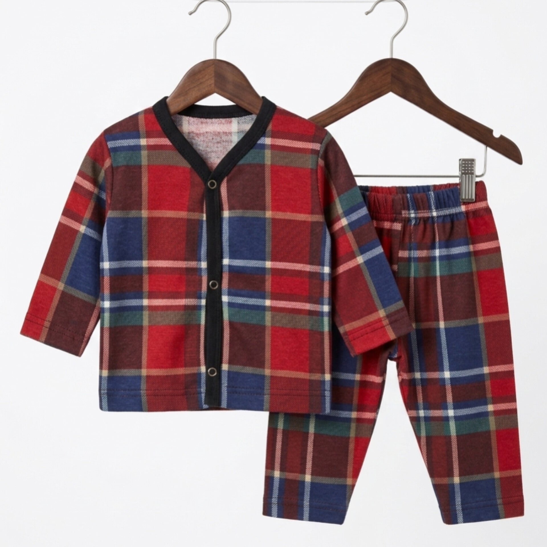 Summer Night Suit - Design 26 - Blue & Red Check