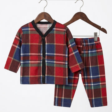 Summer Night Suit - Design 26 - Blue & Red Check