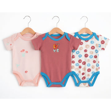 Pack of 3 Body Suits - MC - Pink Design