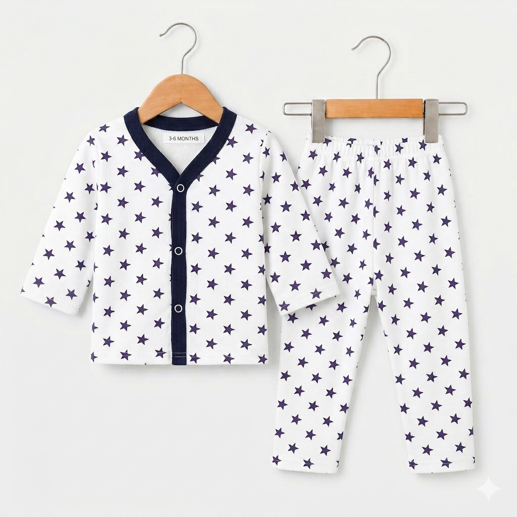 Summer Night Suit - Design 26 - Blue Stars
