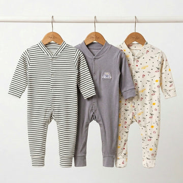 Pack of 3 Sleep Suits - Design 26 - Gray