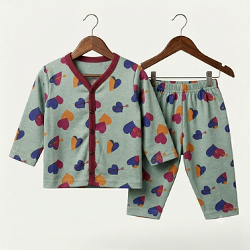 Summer Night Suit - Design 26 - Green Hearts