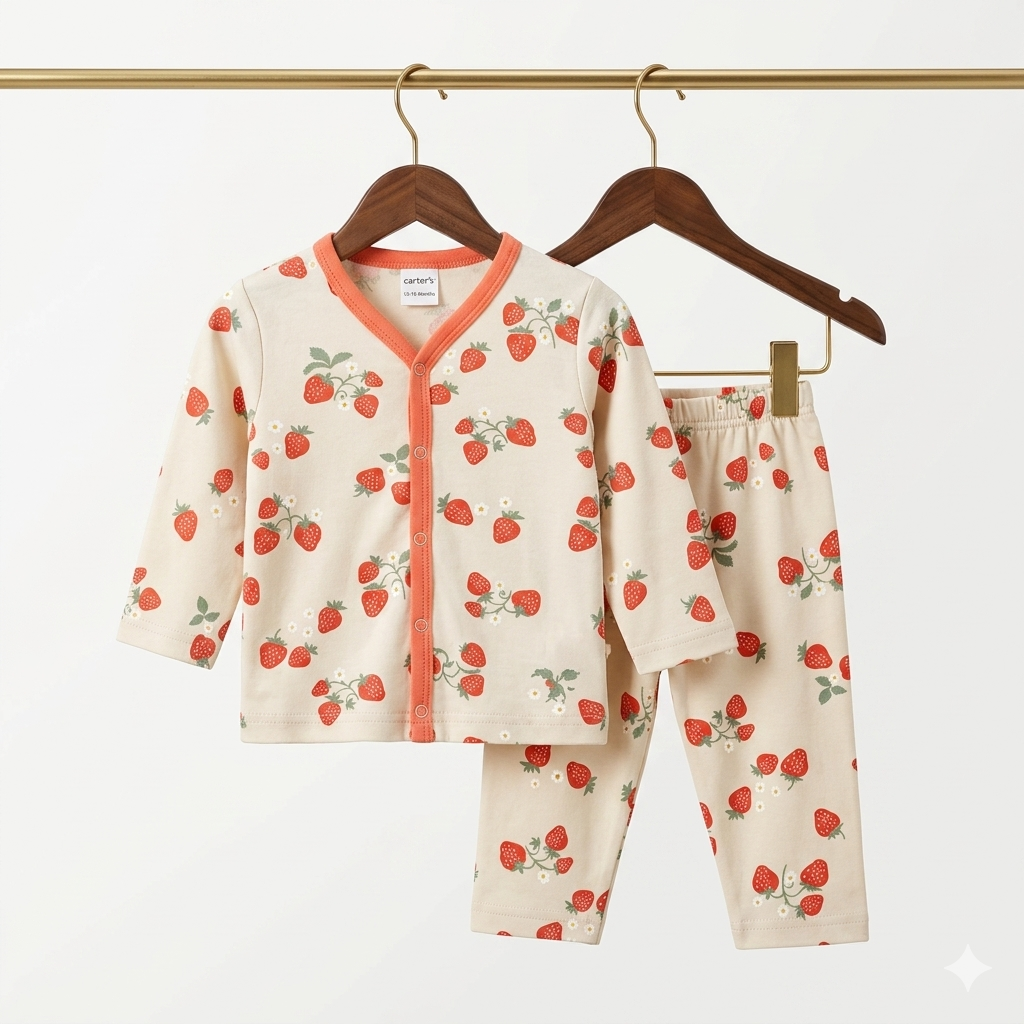 Summer Night Suit - Design 26 - Red Strawberry