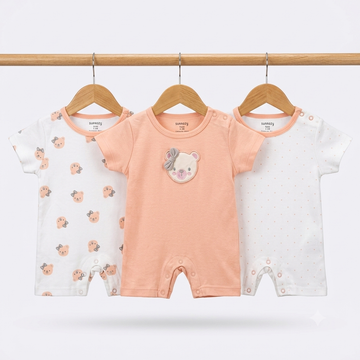 Short Leg Rompers - Peach - Bear & Bow
