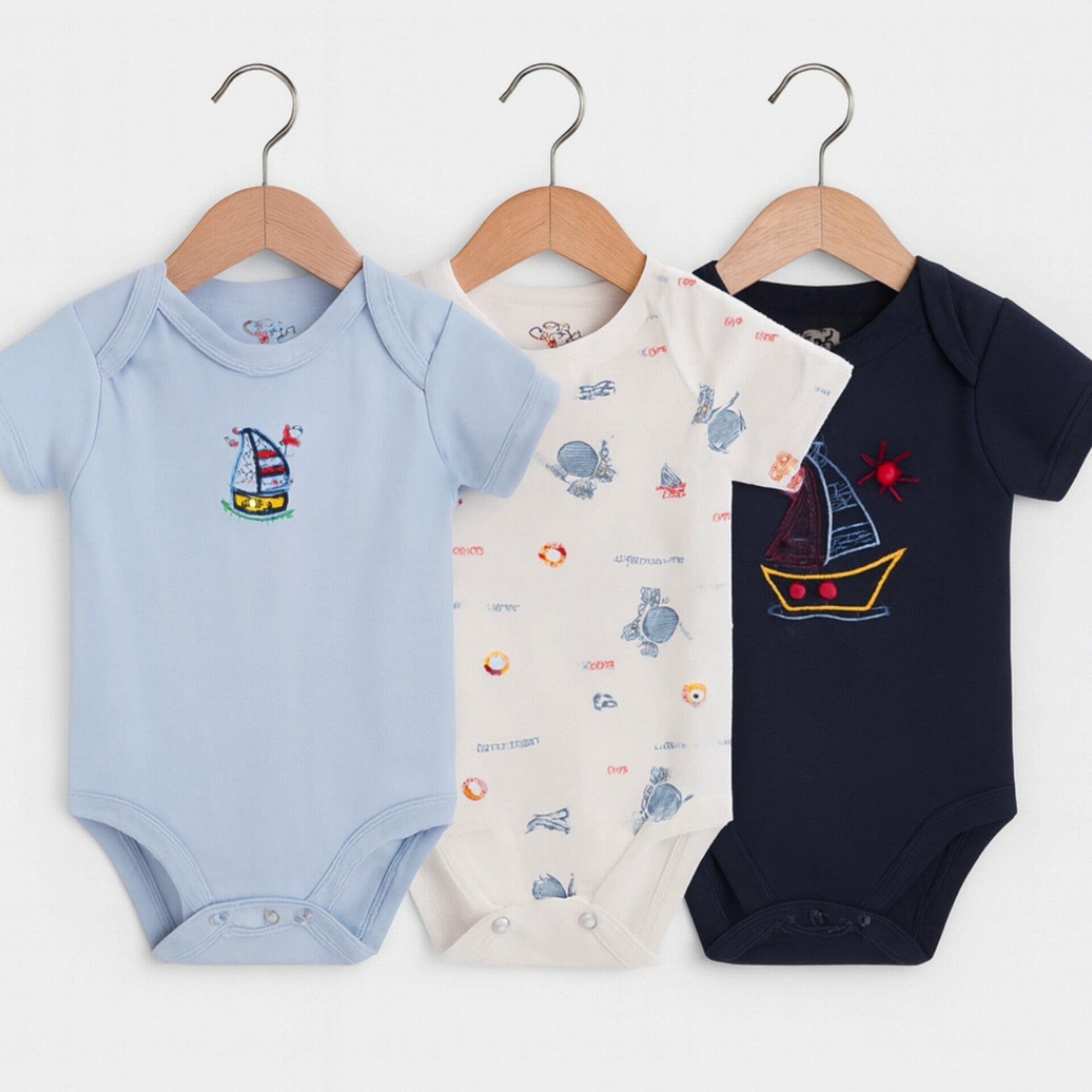 3-Piece Bodysuit - Blue Ships