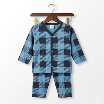 Summer Night Suit - Design 26 - Blue Check