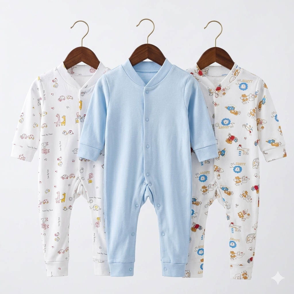 Pack of 3 Sleep Suits - Design 26 - Blue
