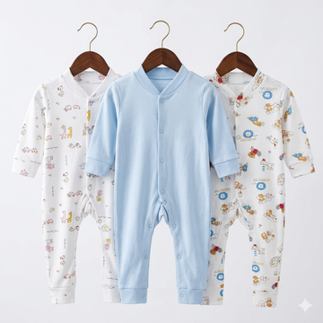 Pack of 3 Sleep Suits - Design 26 - Blue