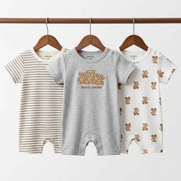 Short Leg Rompers - Gray - Bears