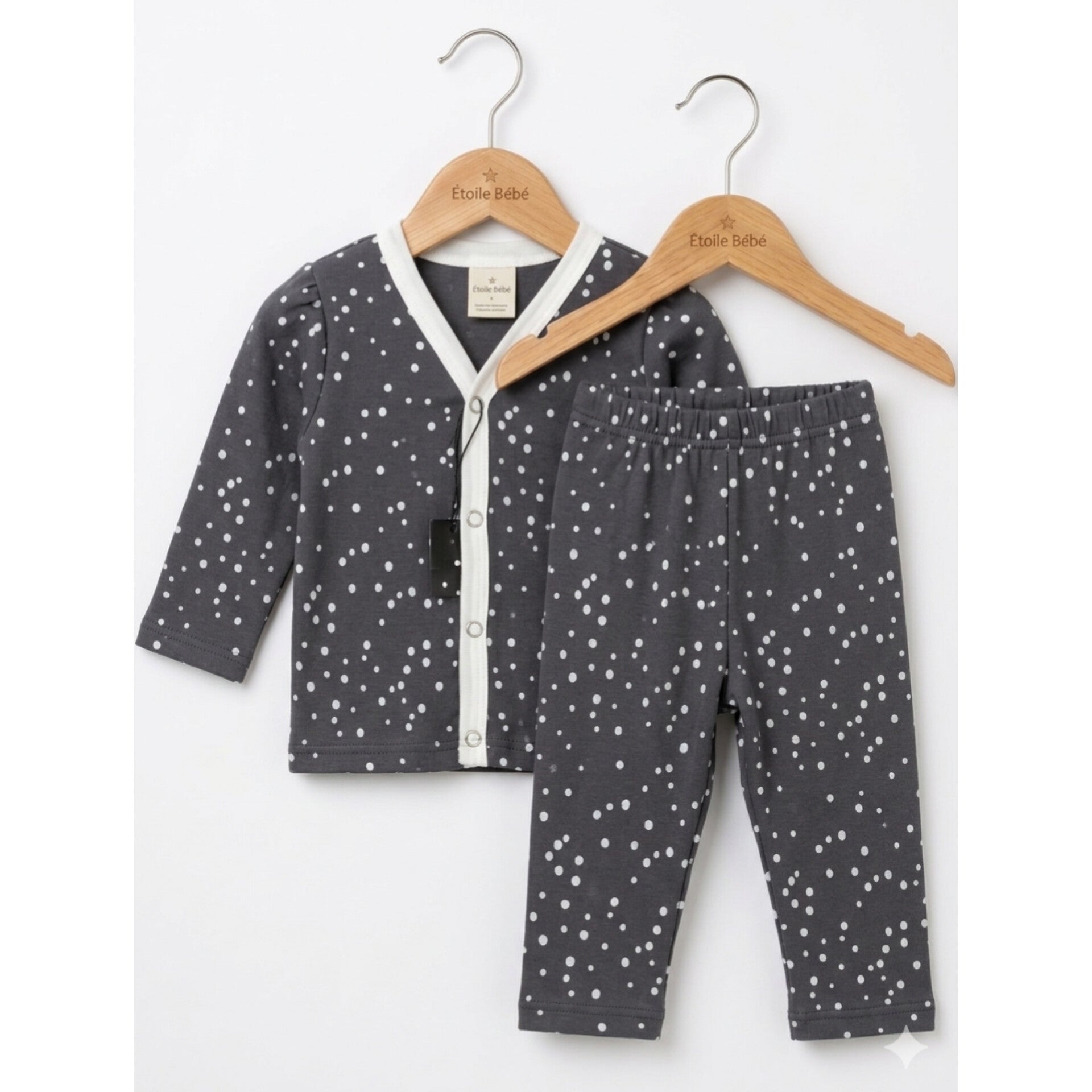 Summer Night Suit - Design 26 - Gray Dots