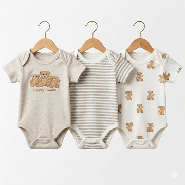 Pack of 3 Half Sleeve Bodysuits - Bealy Awake